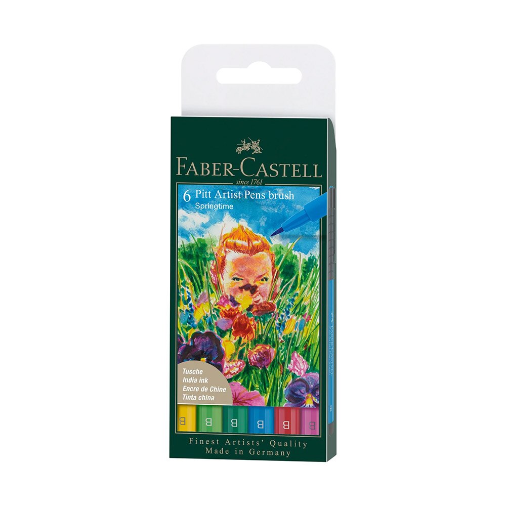 Faber-Castell, Marker Set, Art & School, Pitt Artist, Pen Wallet, Springtime, 6 count, 626709